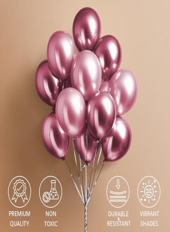JUST PARTY بالونات معدنية كروم من جست بارتي - عبوة من 25 بالونًا (وردي) - Image 5